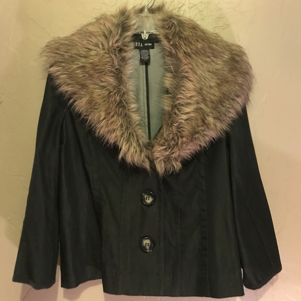 Faux Fur Collar Cotton Denim Jacket